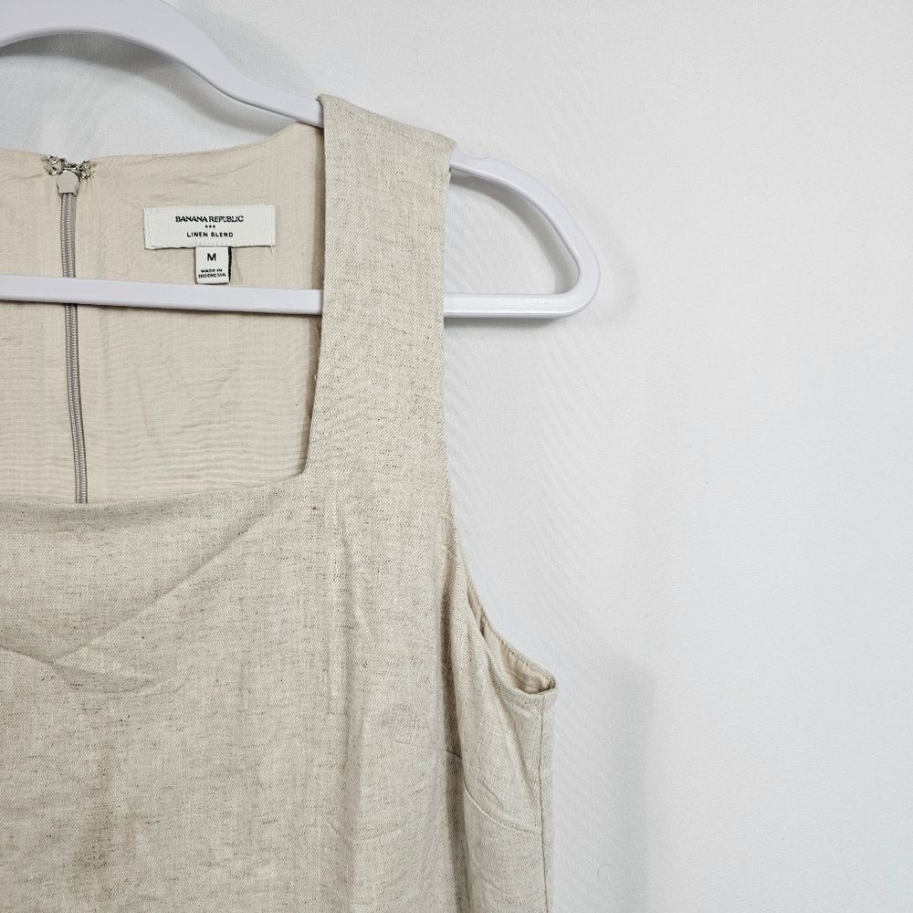 NWOTBanana Republic Factory Linen Blend Square Neck Mini Shift Dress in Flax - M - Picture 5 of 9